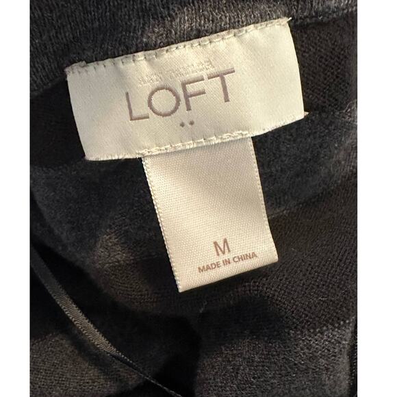 Loft gray black open front long sleeves cardigan size M - Picture 3 of 9